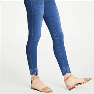 Ann Taylor Skinny Jeans Embroidered Hem size 14